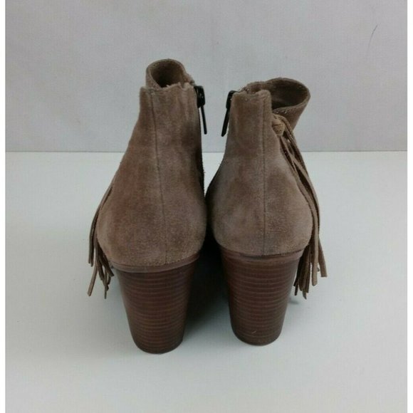 Vince Camuto Tan Suede Tassled Side Zip Wedge Ankle Booties Size 9 M - Picture 4 of 10